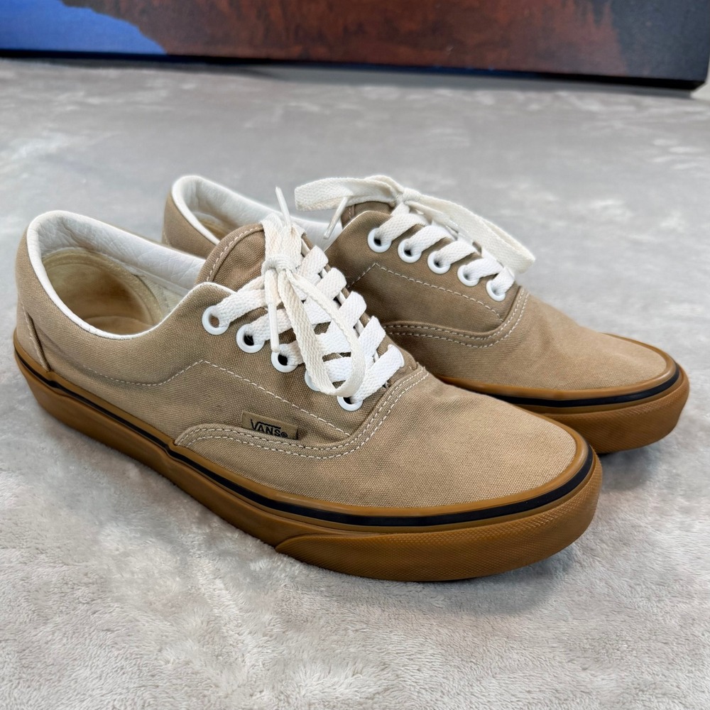 Vans Men Era Canvas Gum Sole Shoes Sneakers  Tan Brown Size Mens 7 Womens 8.5
